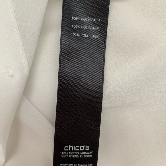 Chico’s Black Label Elegant Woven White Asymmetrical  Blouse Size 2/12 - Picture 8 of 14